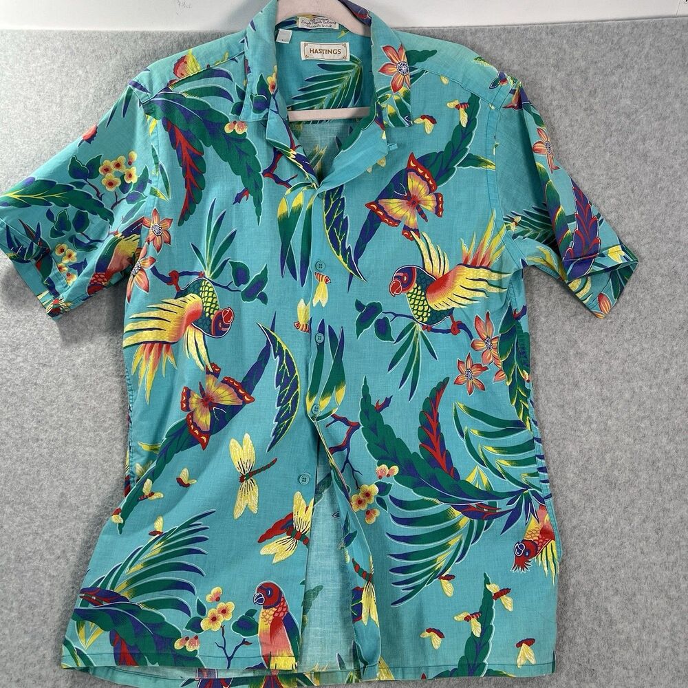 Vintage Hawaiian shirt Single Needle Tailoring Hastings Mens L Parrot